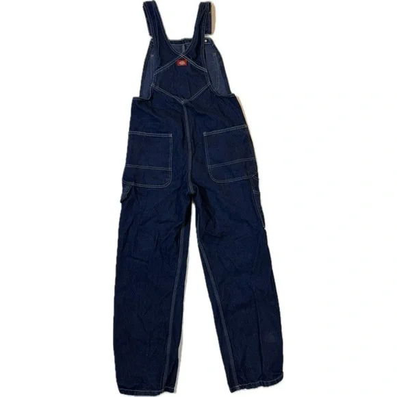 DICKIES Unisex Bib Overalls Blue Denim Workwear 30x30 Sm-Med - Picture 4 of 12